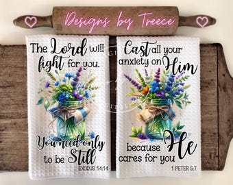 Christian Kitchen Towel PNG Sublimation Design: Wildflower Jar (Digital Download)