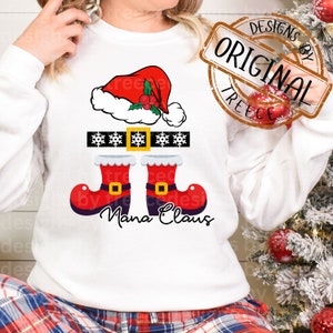 Santa Nana (Grandma) Claus, Christmas doodle design, Vibrant Graphic Digital PNG