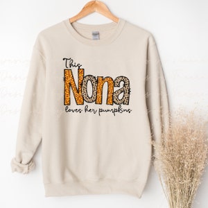 This Nona loves her pumpkins Digital PNG downloads TShirt Design for Autumn, Mama Tshirt PNG Sublimation, dtf png, direct to film