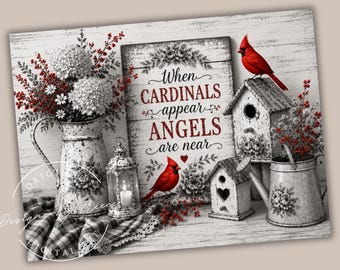 Cardinal Angels Glass Cutting Board PNG Memorial Cardinal Kitchen Design Digital Download