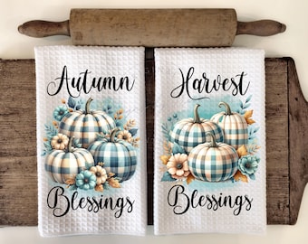 Plaid Pumpkins Autumn Harvest Blessings Kitchen Hand Towel - Apron Sublimation Bundle - PNG Graphic Designs - Instant Digital Download
