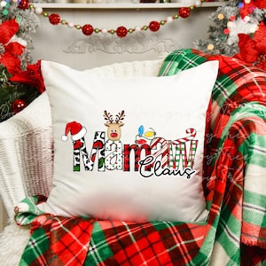 Mamaw (Grandma) Claus Christmas Pillow design, Vibrant Graphic Digital PNG