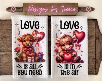 Valentine Cow Towel PNG | Love You Need Sublimation Designs