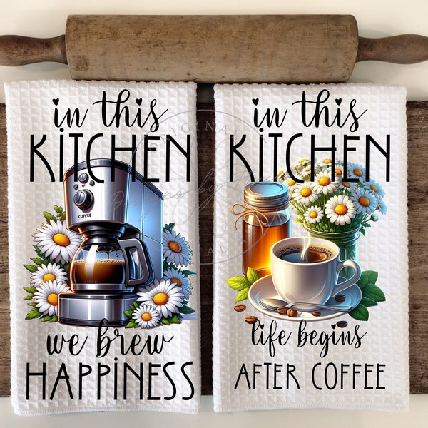 Funny Modern Coffee Drinker Kitchen Towel Apron Sublimation Bundle - Graphic Designs - Instant Digital Download