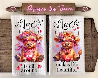 Valentine Cow Towel PNG | Love All Around Sublimation Designs