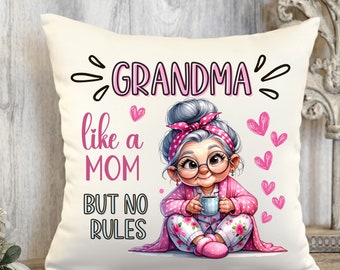 Grandma like a Mom only no rules - PNG Graphic Instant Digital Download, Cute Funny for Throw Pillow, Tote Bag, Kitchen Towel, Mug Design