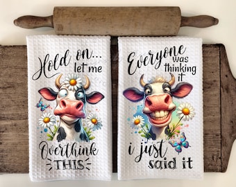 Funny Cow Kitchen Towel & Apron PNG: Sarcastic Farmhouse Design (Digital Download)