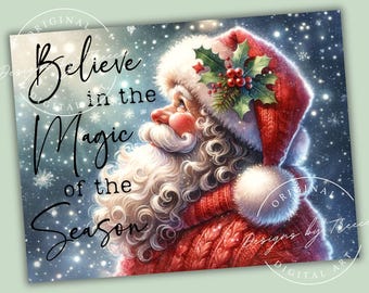 Santa Claus Kitchen Glass Cutting Board Sublimation Design: Christmas PNG (Digital Download) Winter Christmas Graphic