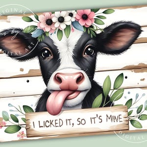 Tagliere con mucca divertente, design a sublimazione: cucina, fattoria, PNG (download digitale)