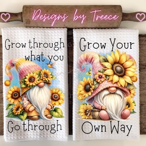 Gnome Sunflower Kitchen Hand Towel Apron Sublimation Bundle PNG Graphic Designs Instant Digital Download