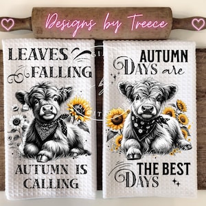 Highland Cow Sunflower PNG Kitchen Hand Towel PNG Digital Design, Apron Sublimation Instant Download