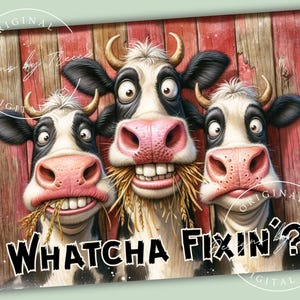Design divertente per tagliere a forma di mucca: Whimsical Farmhouse PNG (download digitale 16x12 pollici)