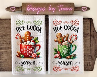 Christmas Hot Cocoa Gingerbread Mugs: Kitchen Towel Apron PNG (Digital Download)