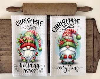 Holiday Gnome Christmas Changes Everything Country Kitchen Hand Towel Apron Sublimation Bundle PNG Graphic Designs Instant Digital Download