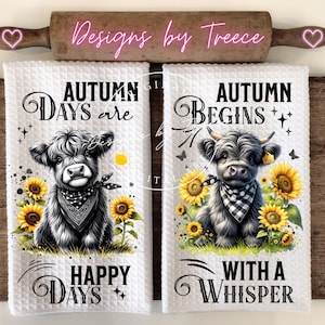 Highland Cow PNG Kitchen Hand Towel PNG Digital Design Sunflowers, Apron Sublimation Instant Download