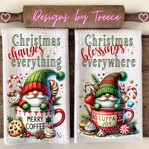 Christmas Gnome Kitchen Towel PNG: Holiday Mug Design (Digital Download)