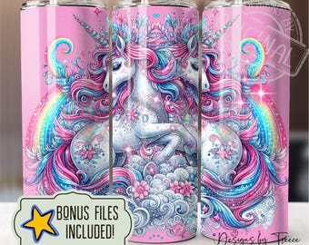Glitter Unicorn Tumbler PNG: Pink Sparkle, 20oz Skinny (Digital Download)