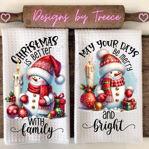 Snowman May Your Days Be Merry and Bright Christmas Kitchen Hand Towel Apron Sublimation Bundle PNG Graphic Designs Instant Digital Download