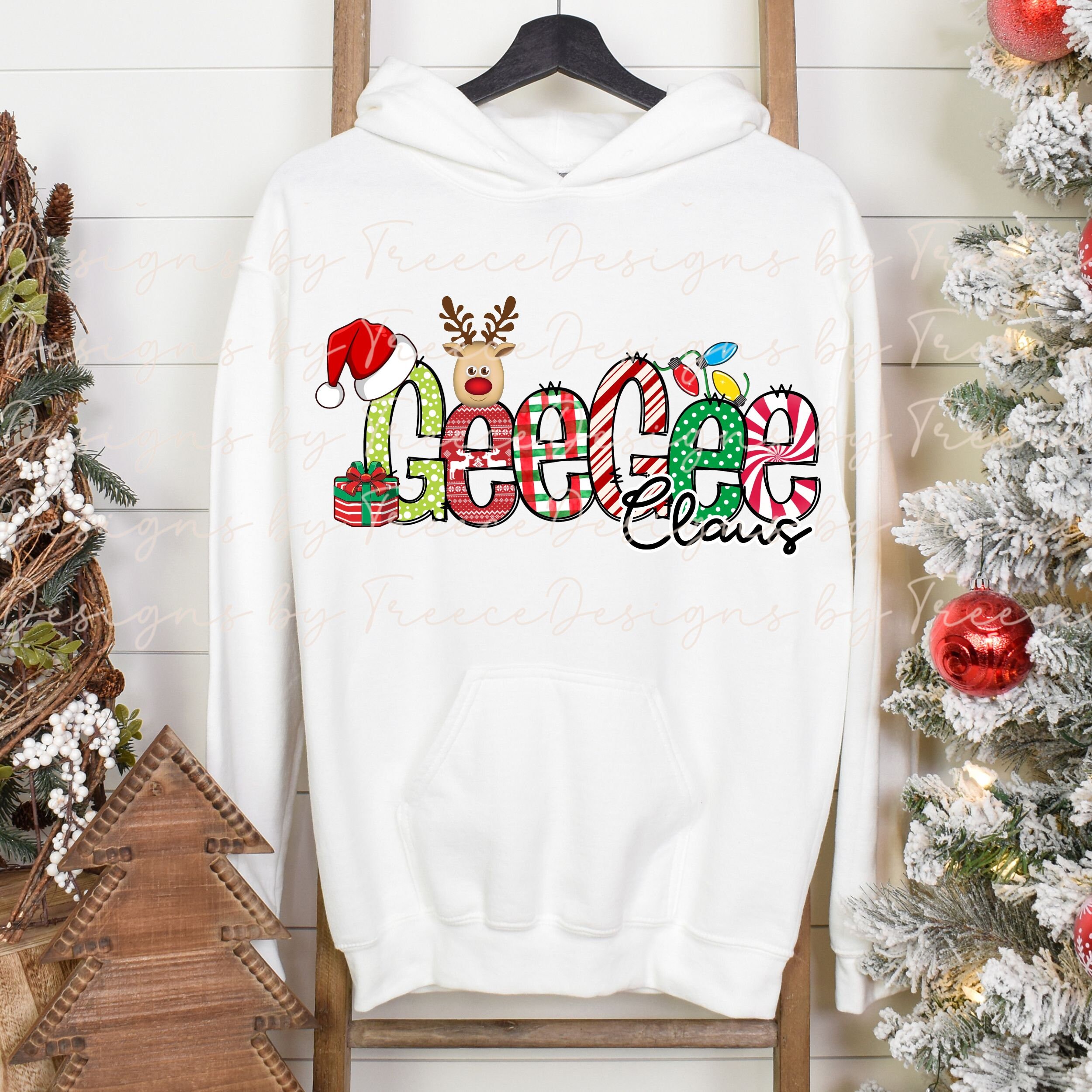Geegee (grandma) Claus, Christmas Doodle Design, Vibrant Graphic ...