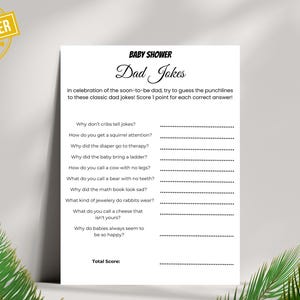 Gioco di barzellette per papà per baby shower - Indovina la battuta finale stampabile - Attività divertente per il futuro papà - 5x7", download immediato