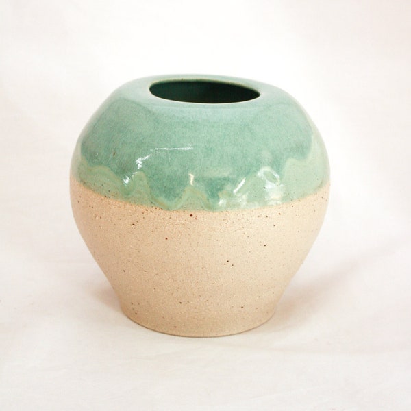 Large Ceramic Vase | Green and White | Recycled Clay