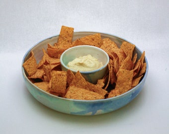 Ceramic Chip and Dip Platter | Mixed Glaze