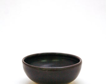 Small Handcrafted Black Ceramic Nut or Olive Bowl Set - Artisan Pottery Small Serving Dishes for Platter