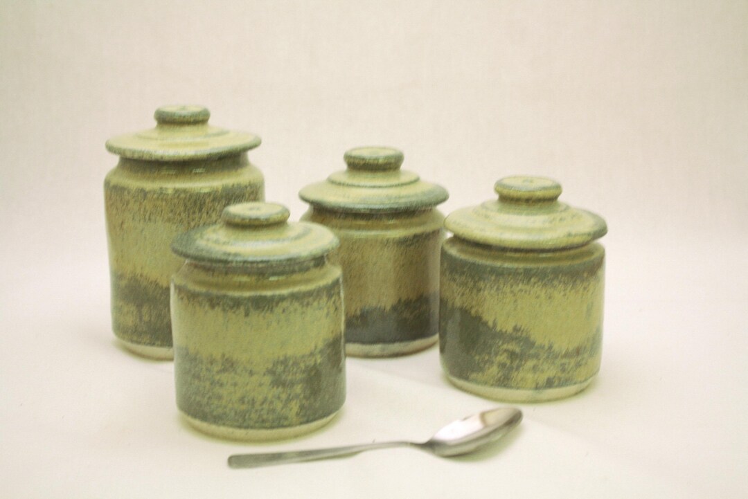St of 4 Stunning Cannisters for Tea or Spices, Kitchen Bench. Made on ...