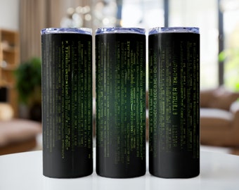 Matrix 20 oz Skinny Tumbler Sublimation Design Matrix Code Tumbler wickeln Digitaler Download Matrix Tumbler Matrix Tumbler PNG Movie Tumbler