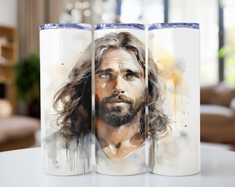 Jesus Tumbler Wrap Christian Tumbler Design | 20oz Sublimation Tumbler | PNG Straight Skinny Tumbler Digital download