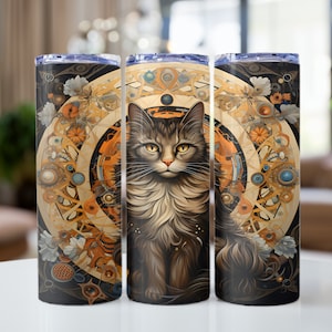 Majestic cat Tumbler Wrap - High-Quality Sublimation Designs for 20oz Skinny Straight, Colorful cat tumbler wrap  Digital Download PNG