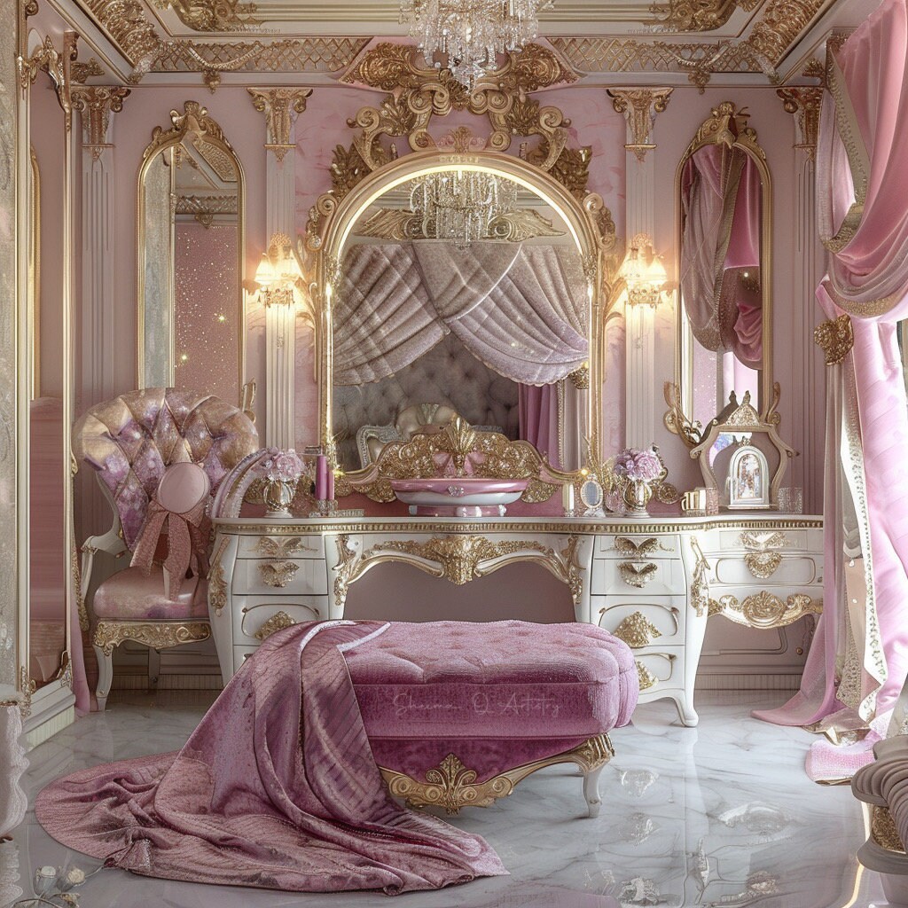 AI Art Pink Bedroom Art Image Instant Download Wall Art Home Art