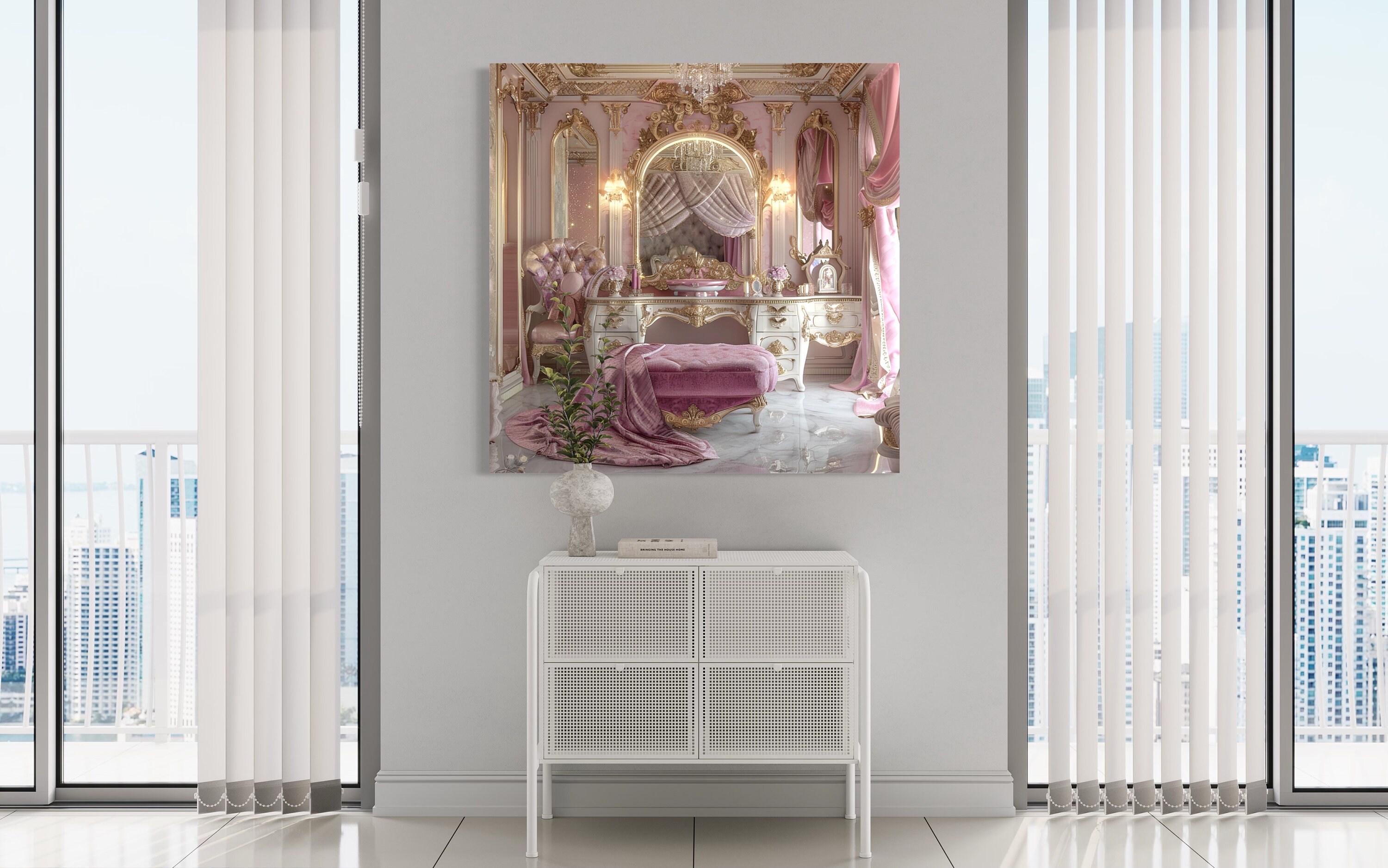 AI Art Pink Bedroom Art Image Instant Download Wall Art Home Art