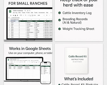 Cattle Record Keeping Kit – Google Sheets Livestock Tracker (Printable)