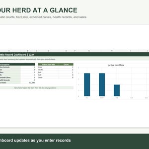 Cow Calf Record Keeping Spreadsheet | Cattle Herd Tracker for Calving, Weights, Vaccinations | Excel & Google Sheets Ranch Records image 2