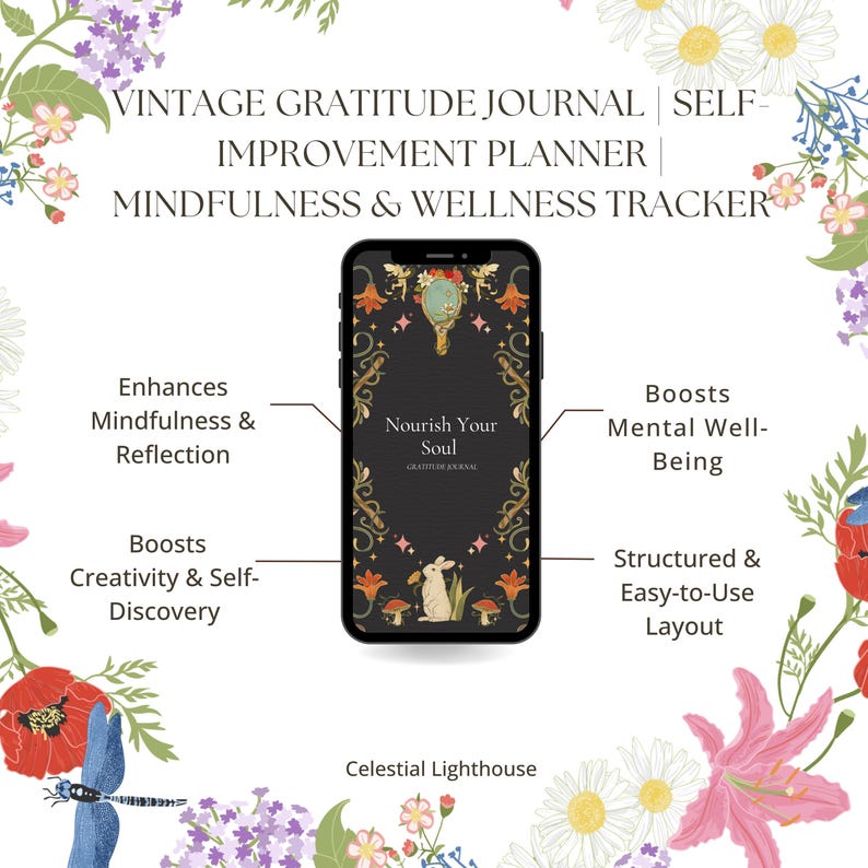 Self-improvement Journal – Printable Daily Gratitude & Wellness Planner | Digital Download for ...