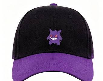 Custom Baseball Cap Gengar Embroidered Cap Anime Hats Vintage Dad Hat Anime Style Adjustable Cap Cute Gengar Hat Gifts