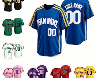 Custom Baseball Jersey Personalized Team Name and Number Baseball Jersey T-Shirt for Baseball Fans,Baseball Lovers,Men, Women and Kids