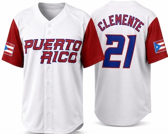 Custom Puerto Rican Baseball Jersey, Embroidered Name and Number, Great Fan Gift, Youth Kids and Adult Size