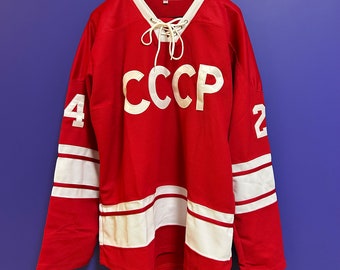 Benutzerdefiniertes Hockey-Trikot Vladislav Tretiak #20 Sergei Makarov #24 1980 UdSSR CCCP Russisches Hockey-Trikot Vintage-Trikot