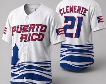 Custom Puerto Rico Clemente #21 Retro Baseball Jerseys, Embroidered Names,Youth/Kids/Adult Size  Men's/Women's Style
