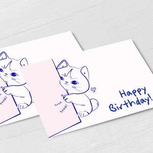 Geburtstags Postkarte Katze, druckbare Karte (Vertikal & Horizontal), süsse Geburtstagskarte, beste Digitaldrucke