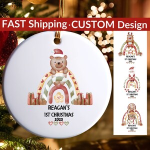 Boho Rainbow Ornament Baby&#39;s 1st Christmas Boho Ornament Rainbow Children&#39;s Custom Christmas Ornament 2023 Custom Baby Ornament Baby Boho