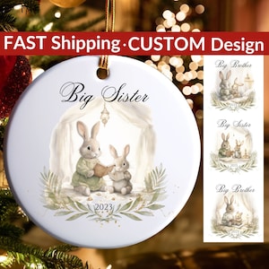 Promoted Big Sister Ornament Promoted Big Brother Ornament Personalized Christmas Children&#39;s Ornament Baby Announcement Baby Reveal Gift