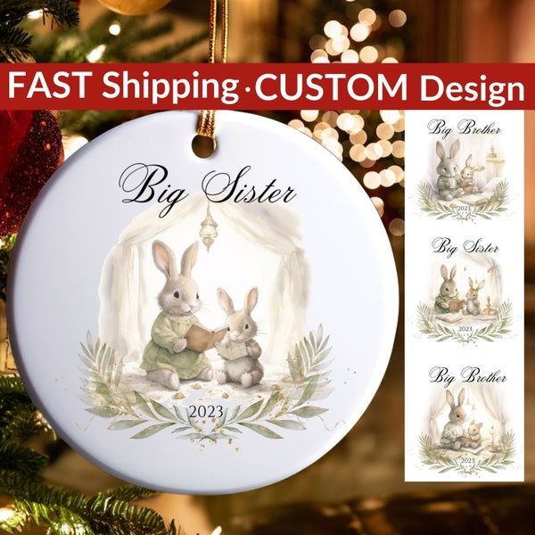 Promoted Big Sister Ornament Promoted Big Brother Ornament Personalized Christmas Children's Ornament Baby Announcement Baby Reveal Gift