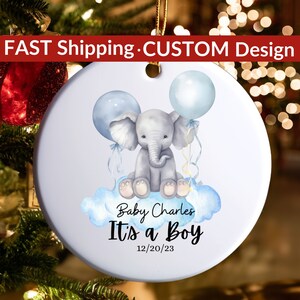 Baby's First Christmas Ornament It's A Boy Baby Reveal Announcement Gift Custom Baby Christmas Ornament for Boy New Mom New Parents Baby