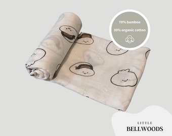 Organic Cotton Muslin Bamboo Baby Swaddle Wrap Blanket Multi-use Breathable Soft 47 inch x 47 inch Bao Dumpling