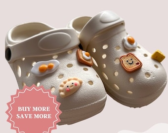 Charms mignons de chaussures | Jibbitz crocodile kawaii | Clips pour chaussures | charms croco | Oeufs, Dumpling, Toast