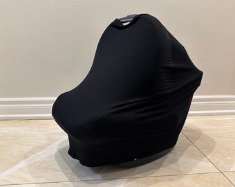 Premium Soft Bamboo Car Seat Cover | Nursing and Breastfeeding Cover | Baby Registry Gift | Baby Shower Gift | Midnight (Black)