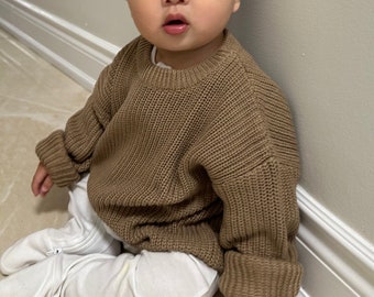 Chunky Oversized Baby Girl Boy Infant Toddler Cotton Knit Pullover Sweater Fall Winter Spring